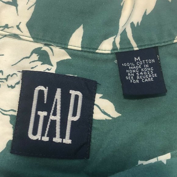 Vintage 90s GAP Made In Hong Kong Cotton Hawaiian Pineapple Floral Shirt Medium - Picture 6 of 12